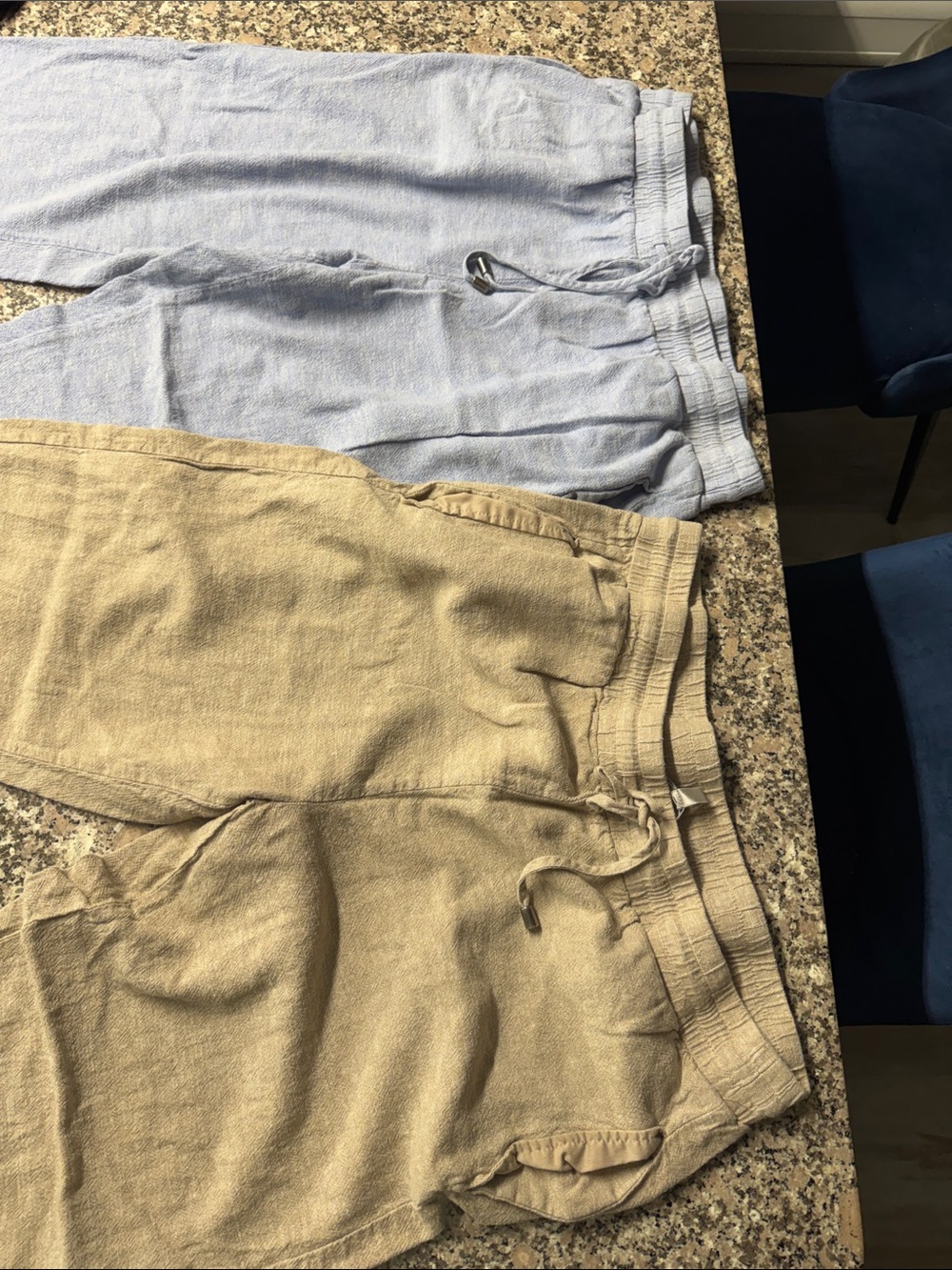 Cable & Gauge womens Drawstring Joggers in Light Blue and Khaki